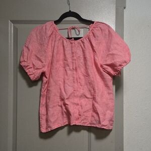 J. Crew Pink Puff Sleeve Kids Blouse